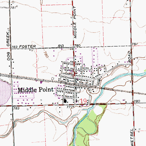 Topographic Map of Village of Middle Point, OH