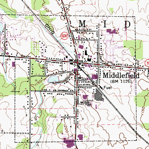 Topographic Map of Village of Middlefield, OH