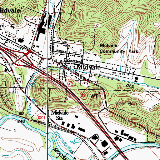 Topographic Map of Village of Midvale, OH