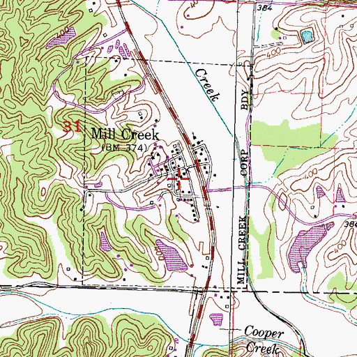 Topographic Map of Village of Mill Creek, IL