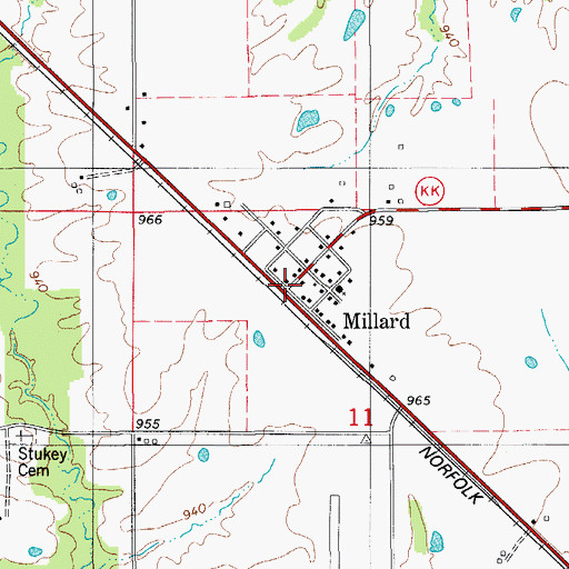 Topographic Map of Village of Millard, MO