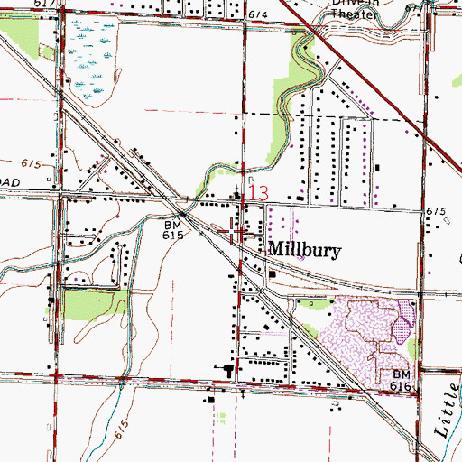 Topographic Map of Village of Millbury, OH