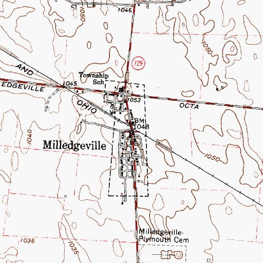 Topographic Map of Village of Milledgeville, OH