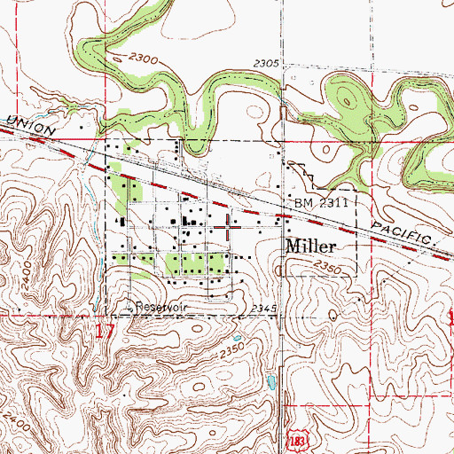 Topographic Map of Village of Miller, NE