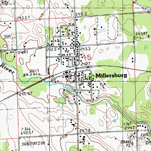 Topographic Map of Village of Millersburg, MI