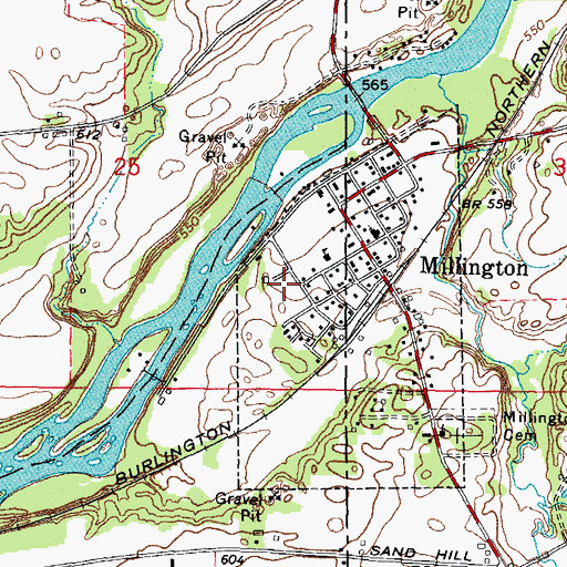 Topographic Map of Village of Millington, IL