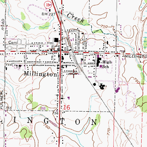 Topographic Map of Village of Millington, MI