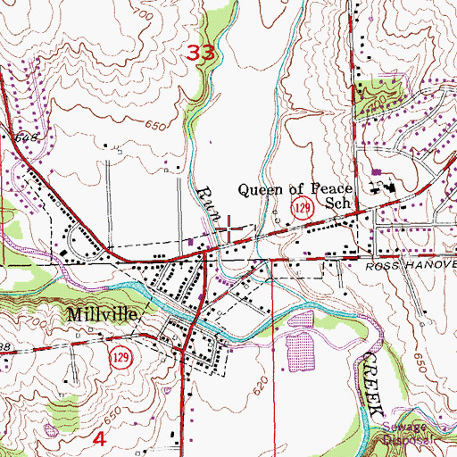 Topographic Map of Village of Millville, OH