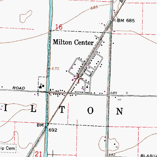 Topographic Map of Village of Milton Center, OH