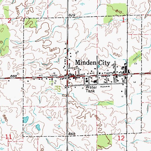 Topographic Map of Village of Minden City, MI