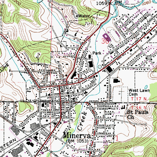 Topographic Map of Village of Minerva, OH