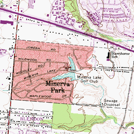 Topographic Map of Village of Minerva Park, OH