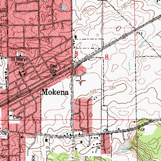 Topographic Map of Village of Mokena, IL