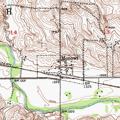 Topographic Map of Village of Monowi, NE