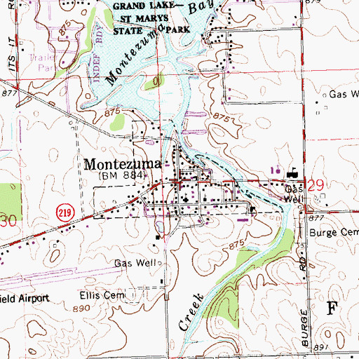 Topographic Map of Village of Montezuma, OH