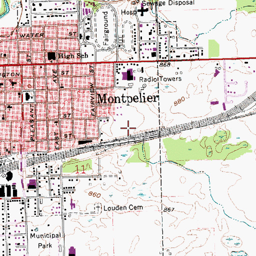 Topographic Map of Village of Montpelier, OH