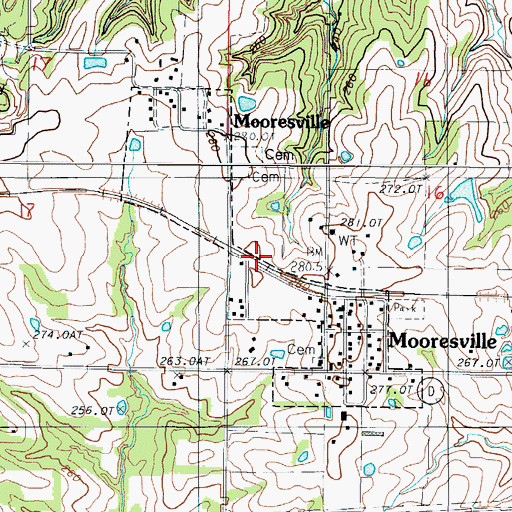 Topographic Map of Village of Mooresville, MO