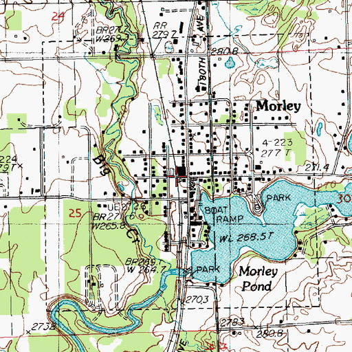 Topographic Map of Village of Morley, MI