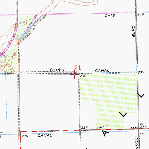 Topographic Map of C-18-1 Canal, CA