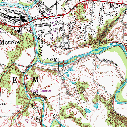 Topographic Map of Village of Morrow, OH