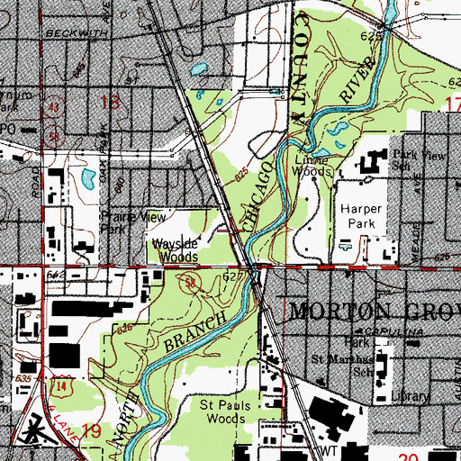 Topographic Map of Village of Morton Grove, IL
