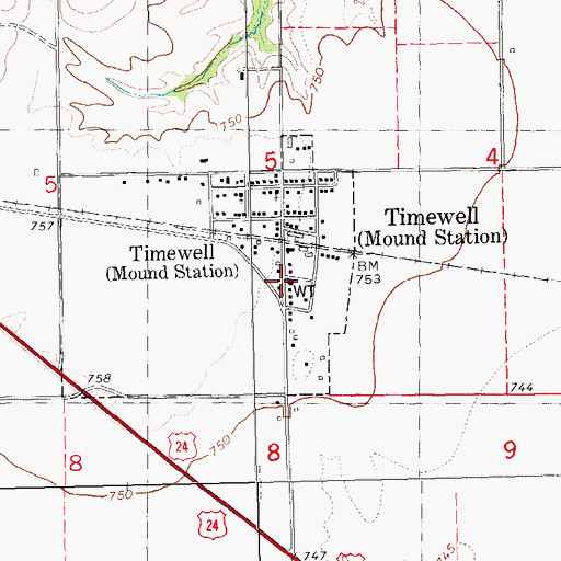 Topographic Map of Village of Mound Station, IL