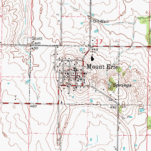 Topographic Map of Village of Mount Erie, IL