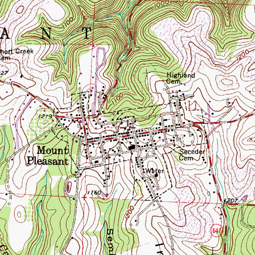 Topographic Map of Village of Mount Pleasant, OH