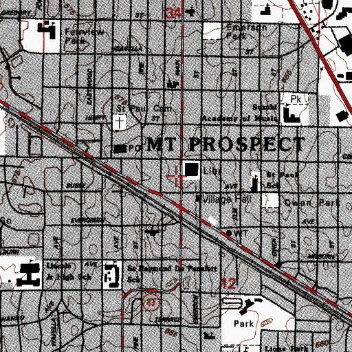 Topographic Map of Village of Mount Prospect, IL