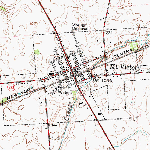 Topographic Map of Village of Mount Victory, OH