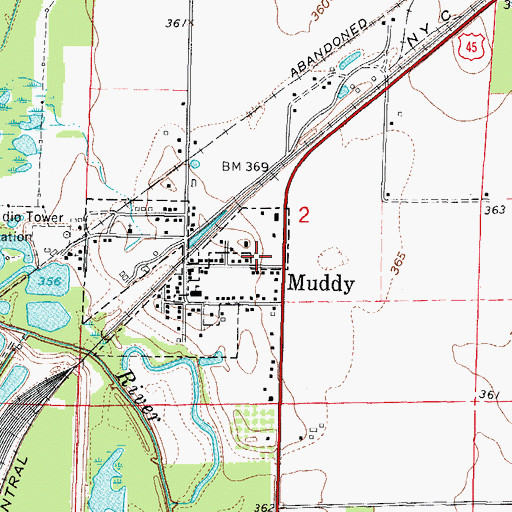 Topographic Map of Village of Muddy, IL