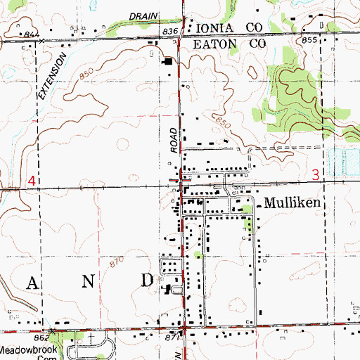 Topographic Map of Village of Mulliken, MI