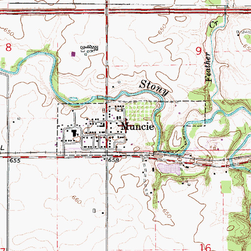 Topographic Map of Village of Muncie, IL