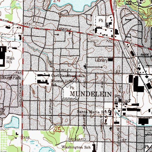 Topographic Map of Village of Mundelein, IL