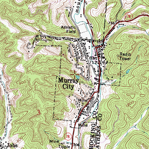 Topographic Map of Village of Murray City, OH