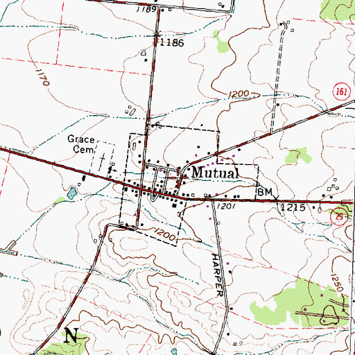 Topographic Map of Village of Mutual, OH