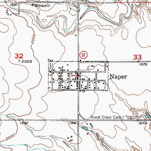 Topographic Map of Village of Naper, NE