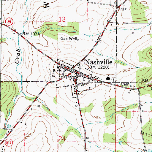 Topographic Map of Village of Nashville, OH