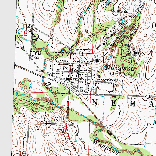 Topographic Map of Village of Nehawka, NE