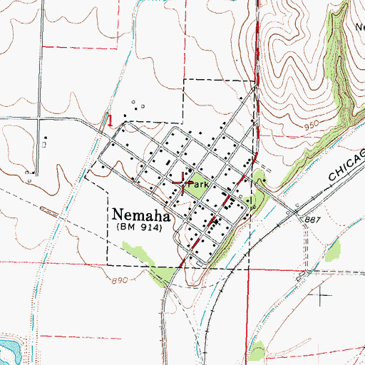 Topographic Map of Village of Nemaha, NE