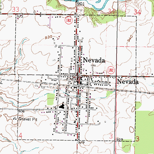 Topographic Map of Village of Nevada, OH