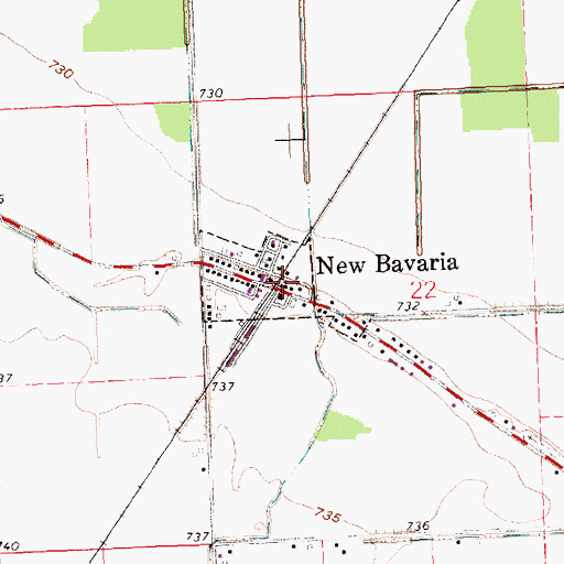 Topographic Map of Village of New Bavaria, OH