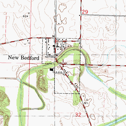 Topographic Map of Village of New Bedford, IL