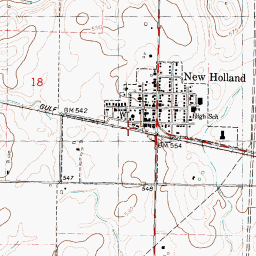 Topographic Map of Village of New Holland, IL