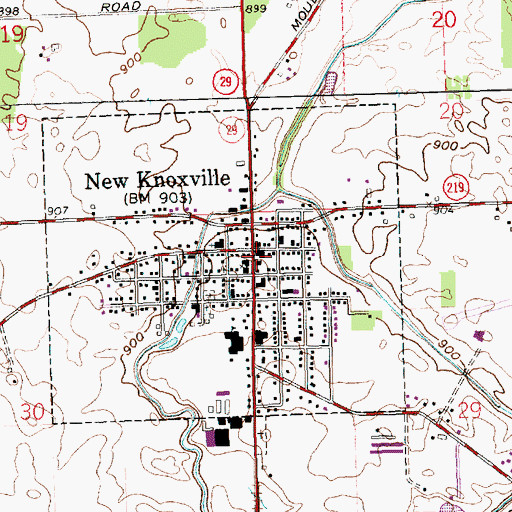 Topographic Map of Village of New Knoxville, OH