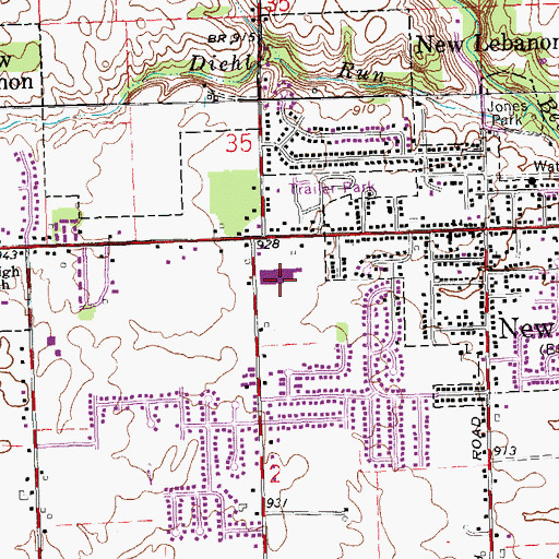 Topographic Map of Village of New Lebanon, OH