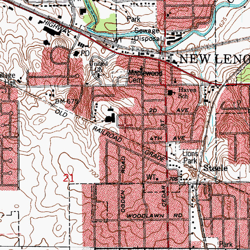 Topographic Map of Village of New Lenox, IL