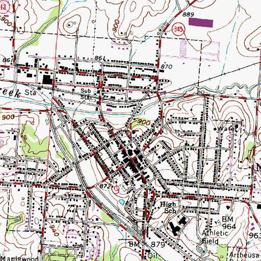 Topographic Map of Village of New Lexington, OH