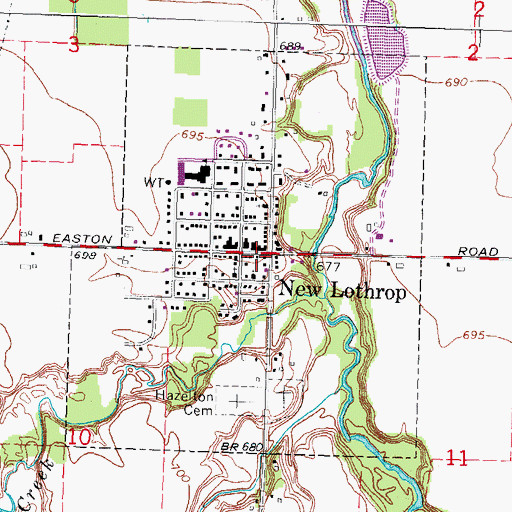 Topographic Map of Village of New Lothrop, MI