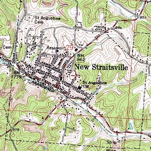 Topographic Map of Village of New Straitsville, OH